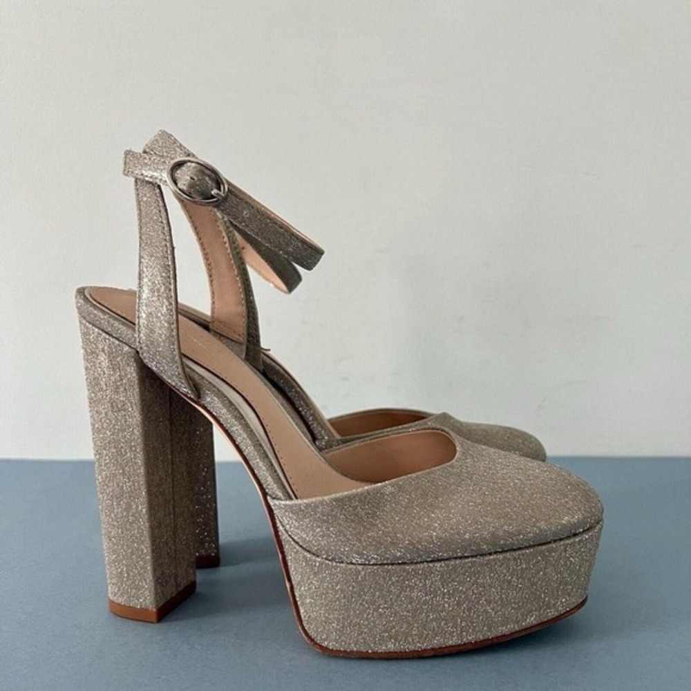 Antonio Melani x Born on Fifth Liv Heels Metallic Glitter Platform Pumps Size 6 - Picture 4 of 8